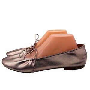 MANGO BALLERINAS BALLET FLATS METALLIC PINK BOW WOMEN’S SZ 40 US 9 PINK